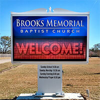 Church Sign for Brooks Memorial Baptist Church
