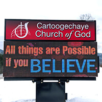 Church Sign for Cartoogechaye Church of God