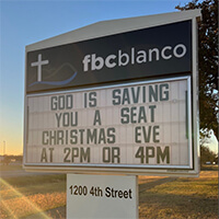 Church Sign for First Baptist Church