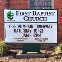 Church Sign for First Baptist Church