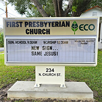 Church Sign for First Presbyterian Church