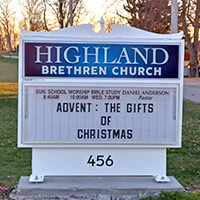 Church Sign for Highland Brethren Church