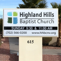 Church Sign for Highland Hills Baptist Church