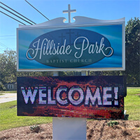 Church Sign for Hillside Park Baptist Church
