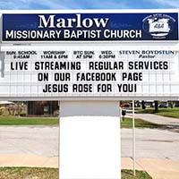 Church Sign for Marlow Missionary Baptist Church