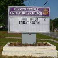 Church Sign for Mccoy's Temple United Holy Church
