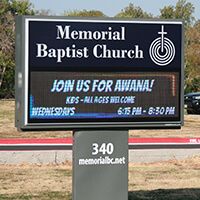 Church Sign for Memorial Baptist Church