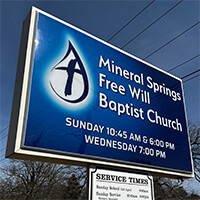 Church Sign for Mineral Springs Free Will Baptist Church