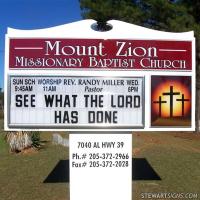 Church Sign for Mount Zion Baptist Church