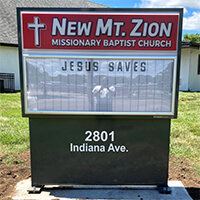 Church Sign for New Mt Zion Missionary Baptist Church