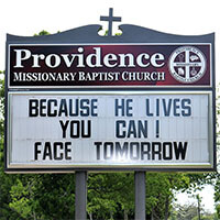 Church Sign for Providence Missionary Baptist Church