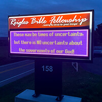 Church Sign for Reigles Bible Fellowship