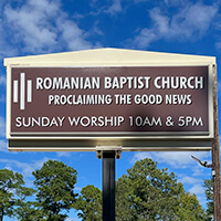 Church Sign for Romanian Baptist Church