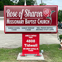 Church Sign for Rose of Sharon Missionary Baptist Church