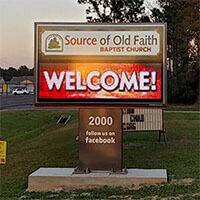 Church Sign for Source of Old Faith Baptist Church