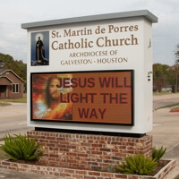 Church Sign for St. Martin Deporres Catholic Church