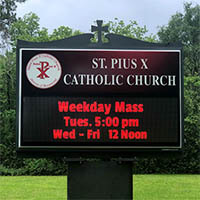 Church Sign for St. Pius X Catholic Church