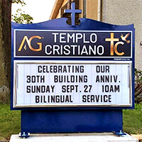 Church Sign for Templo Cristiano Church