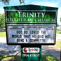 Church Sign for Trinity Lutheran Church