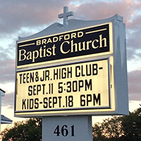 Church Sign for United Baptist Church of Bradford