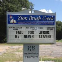 Church Sign for Zion Brush Creek Missionary Baptist Church