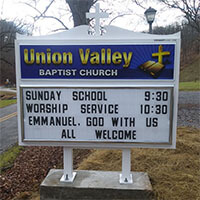Church Sign for Union Valley Baptist Church
