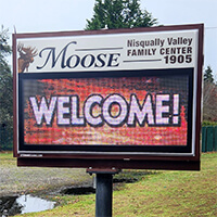 Civic Sign for Nisqually Valley Moose Family Center 1905