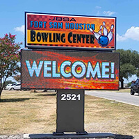 Military Sign for Fort Sam Houston Bowling Center