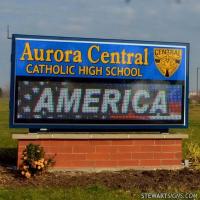 School Sign for Aurora Central Catholic High School