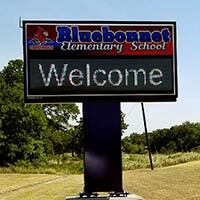 School Sign for Bluebonnet Elementary School