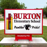 School Sign for Burton Elementary School
