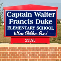 School Sign for Captain Walter Francis Duke Elementary School