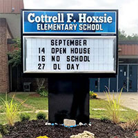 School Sign for Cottrell F. Hoxsie Elementary School