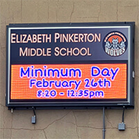School Sign for Elizabeth Pinkerton Middle School