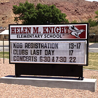 School Sign for Helen M Knight Elementary School
