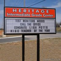 School Sign for Heritage Intermediate Grade Center