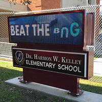 School Sign for Dr Harmon Kelley Elementary School
