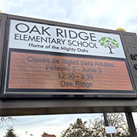 School Sign for Oak Ridge Elementary School