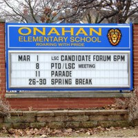 School Sign for Onahan Elementary School