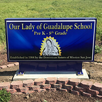 School Sign for Our Lady of Guadalupe School