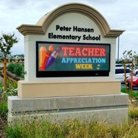 School Sign for Peter Hansen Elementary School