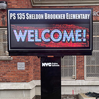School Sign for Ps 135 Sheldon Brookner School