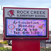 School Sign for Rock Creek Elementary School