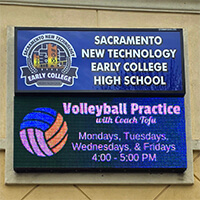 School Sign for Sacramento New Technology Early College Hs