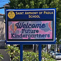 School Sign for Saint Anthony of Padua Catholic School