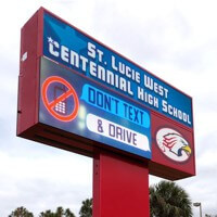 School Sign for St Lucie West Centennial High School