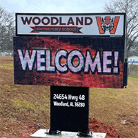 School Sign for Woodland Elementary School