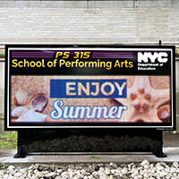 School Sign for Ps 315 School of Performing Arts